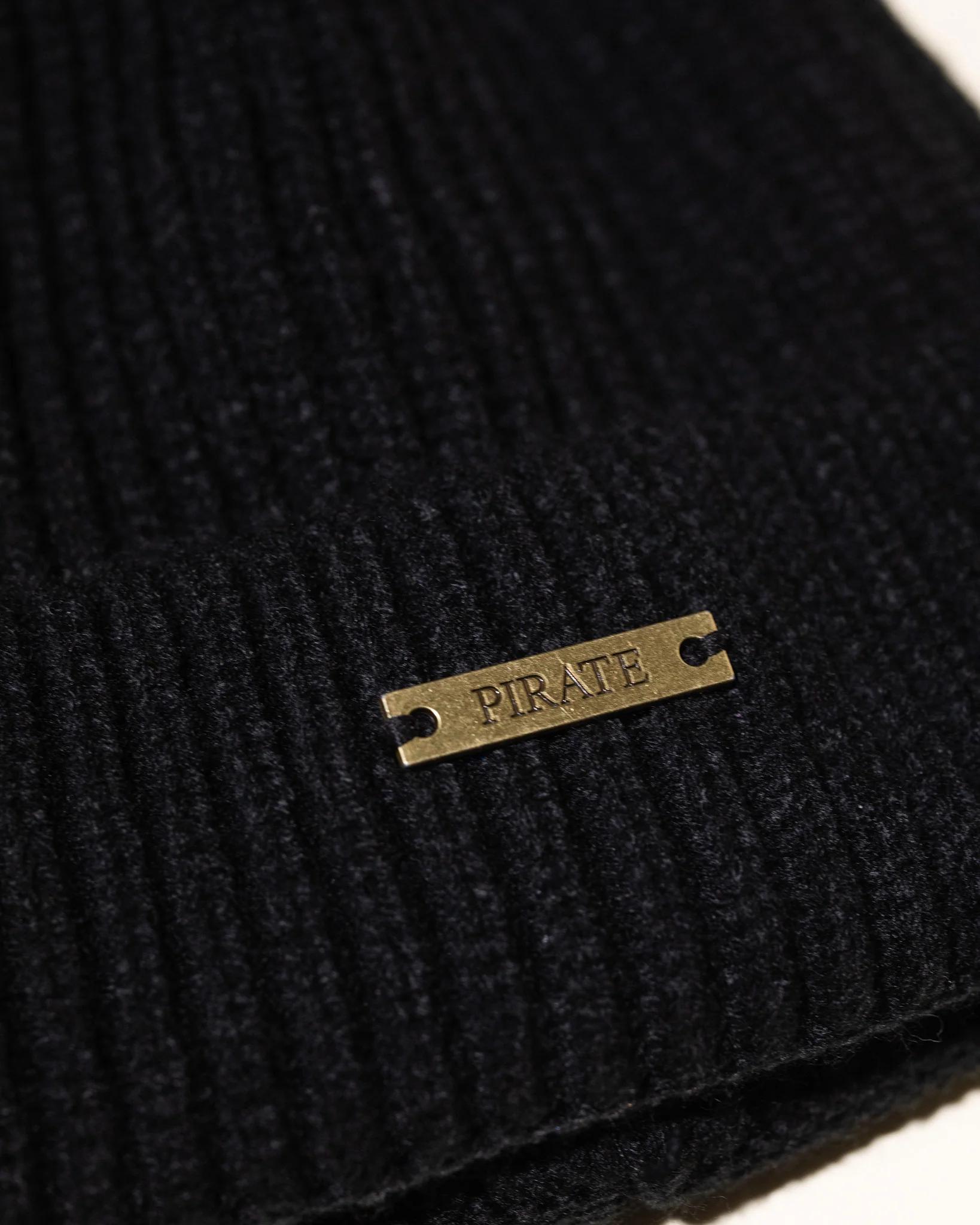 Pirate Ribbed Beanie (Black) - Image 3