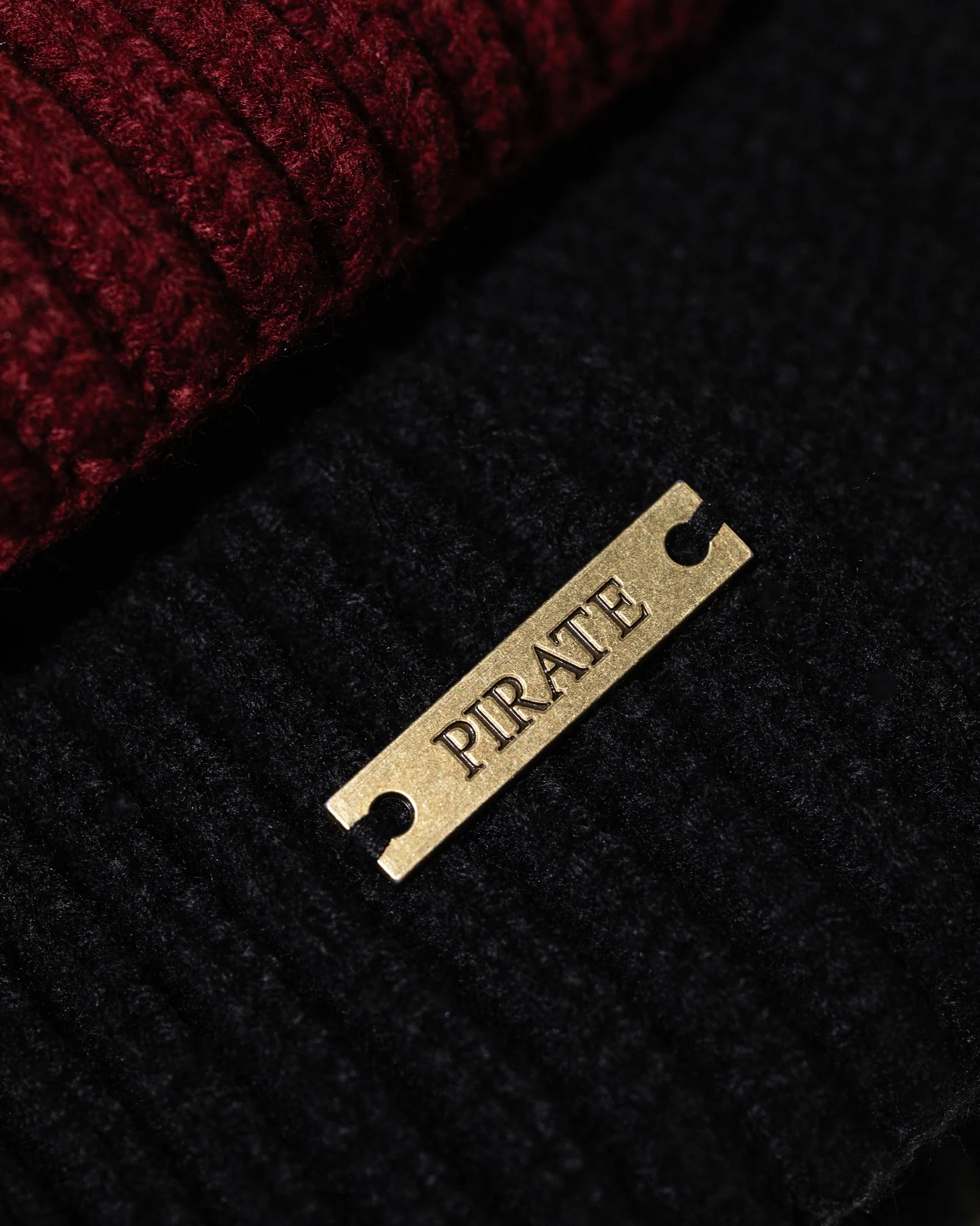 Pirate Ribbed Beanie (Black) - Image 4
