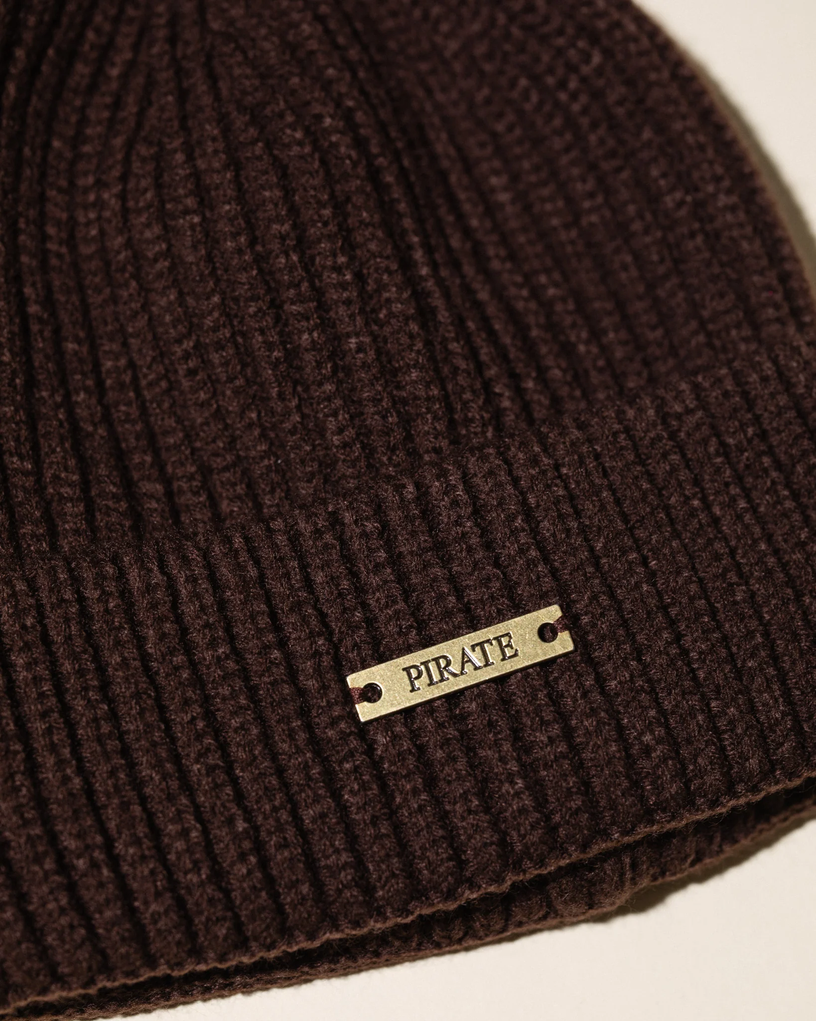 Pirate Ribbed Beanie (Brown) - Image 3