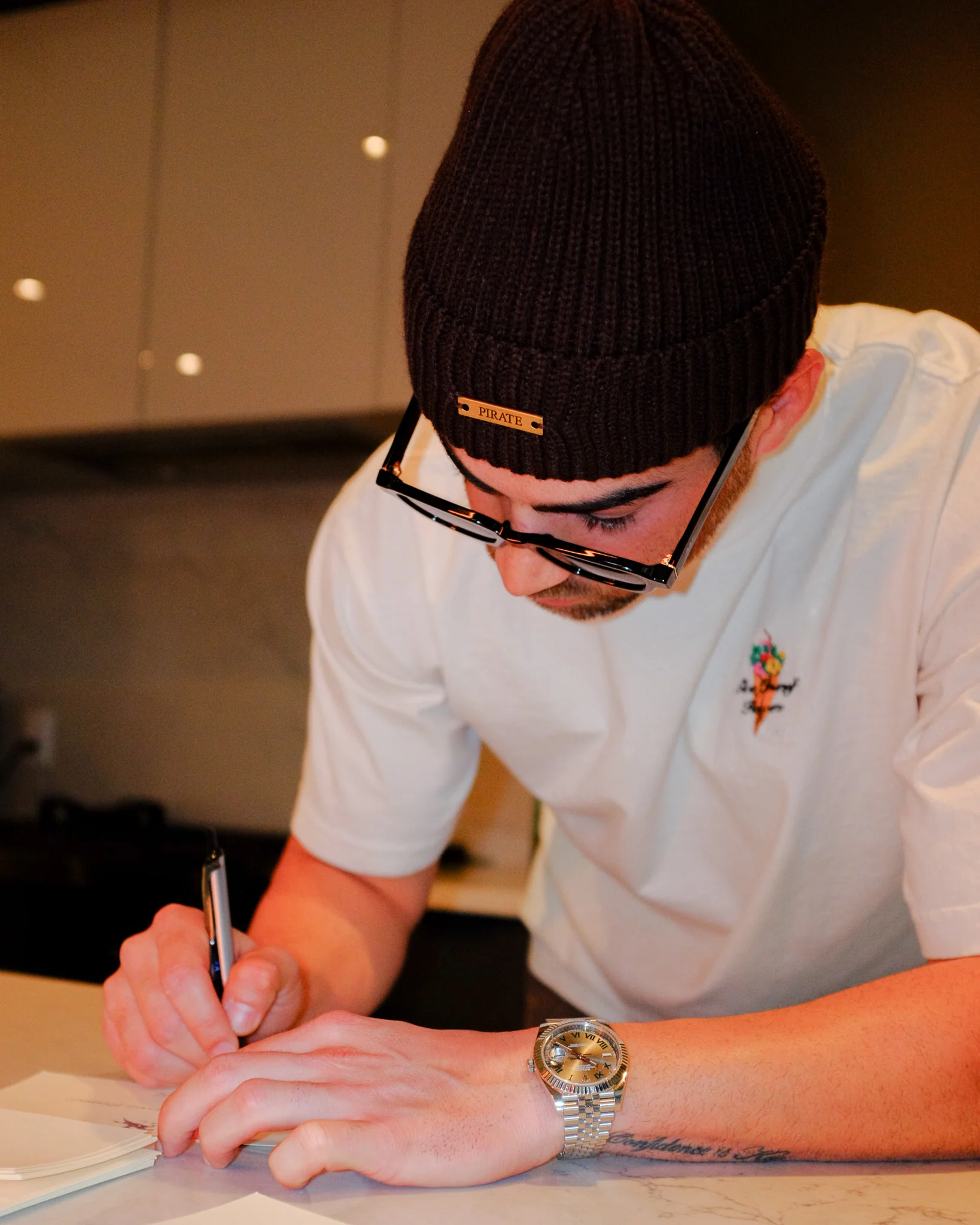 Pirate Ribbed Beanie (Brown) - Image 5