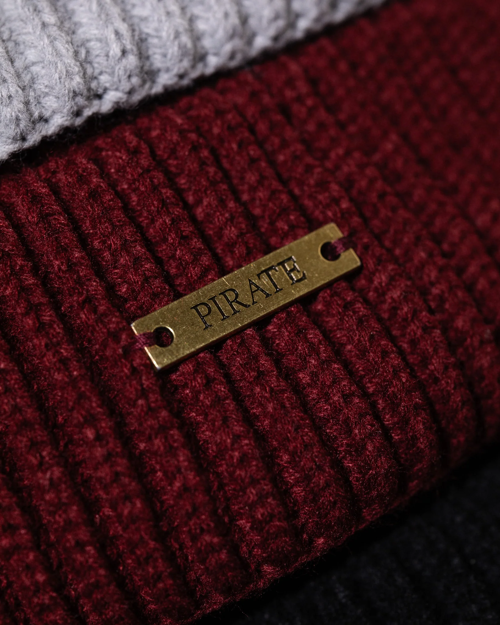 Pirate Ribbed Beanie (Maroon) - Image 3
