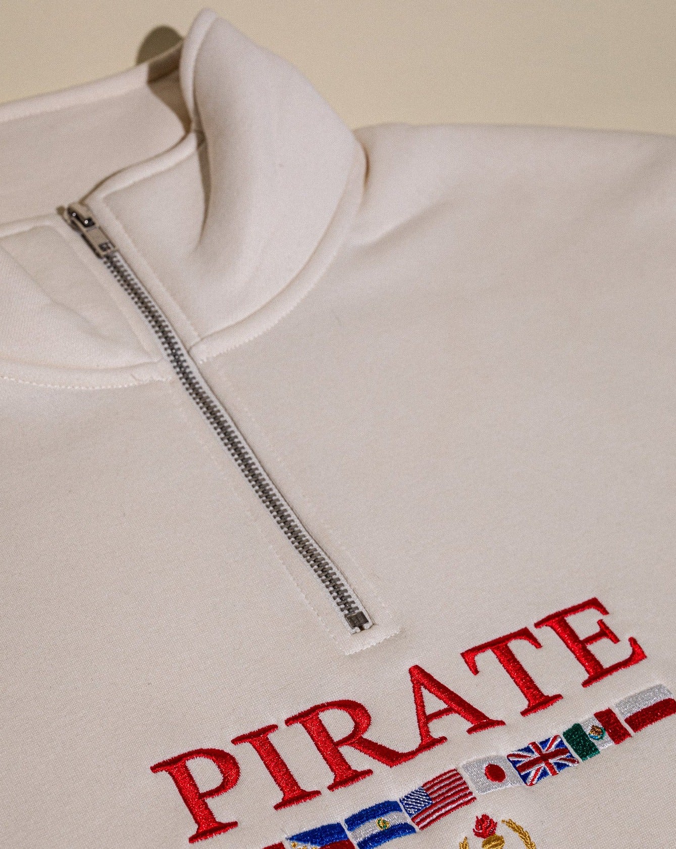 Pirate Worldwide Flags Quarter Zip (Cream) - Image 4