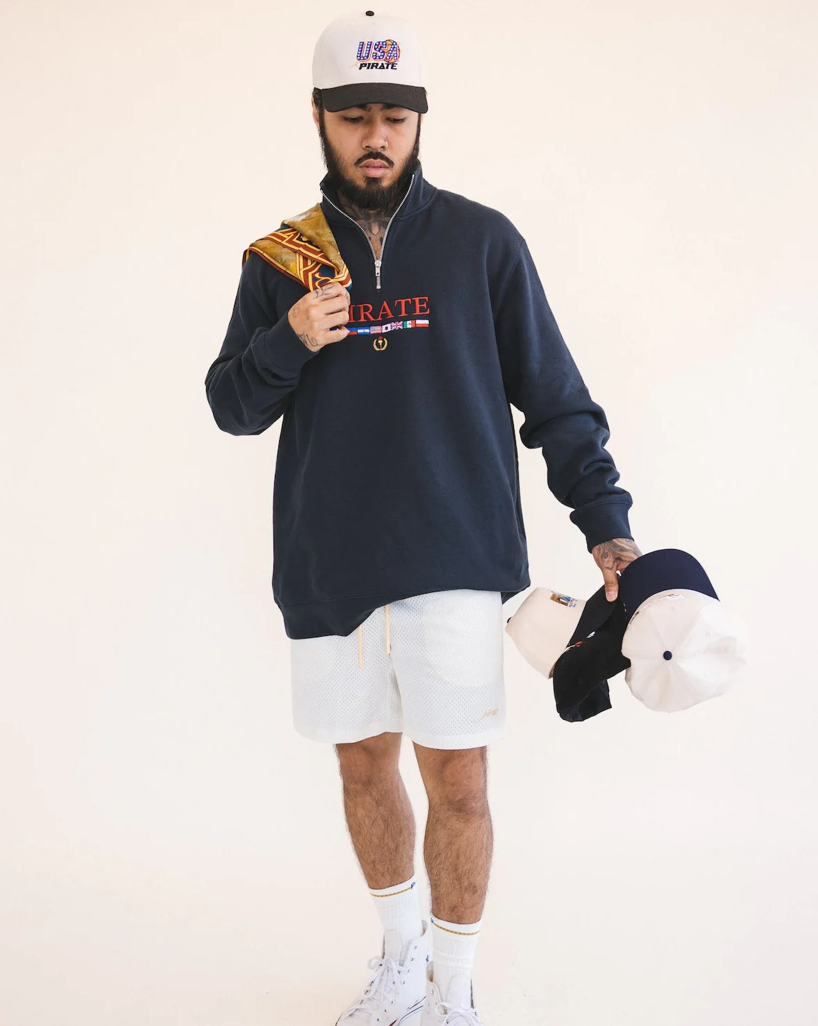 Pirate Worldwide Flags Quarter Zip (Navy) - Image 7