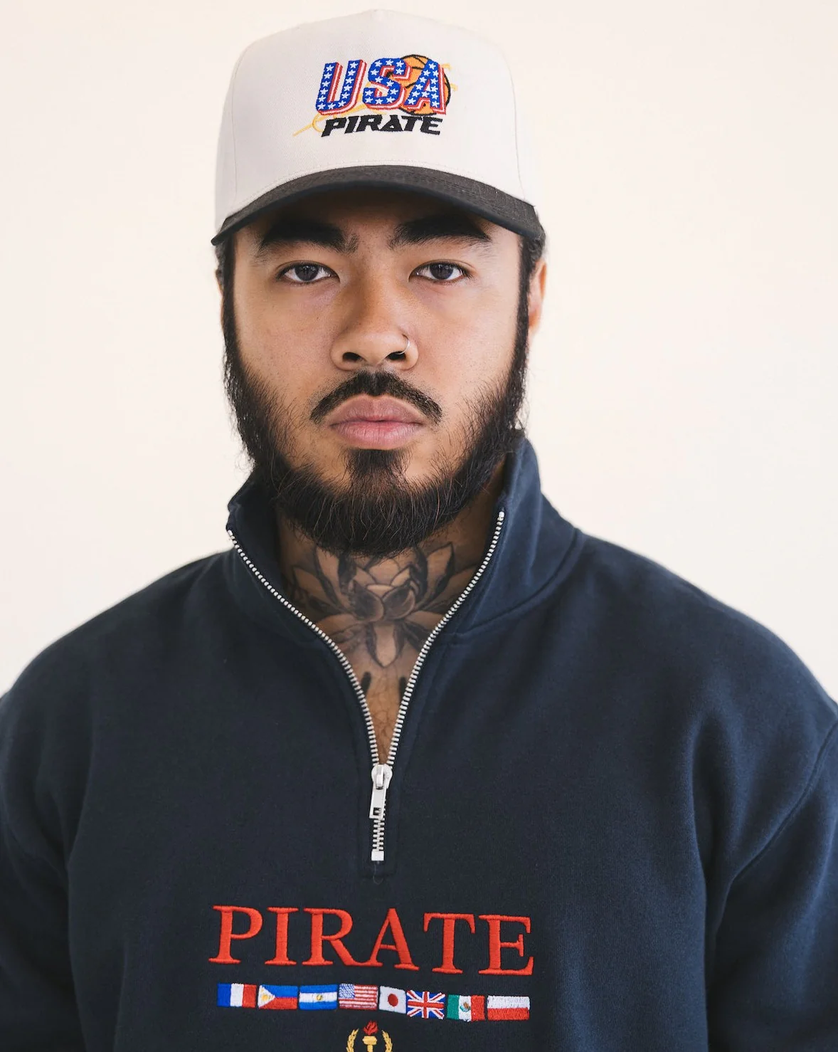 Pirate Worldwide Flags Quarter Zip (Navy) - Image 8