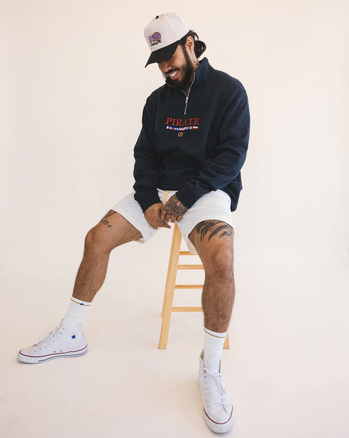 Pirate Worldwide Flags Quarter Zip (Navy) - Image 9